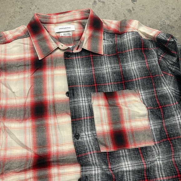 Urban Outfitters Mismatch Plaid Shirt - Black & Red, size Large (SOLD) - Picture 2 of 6